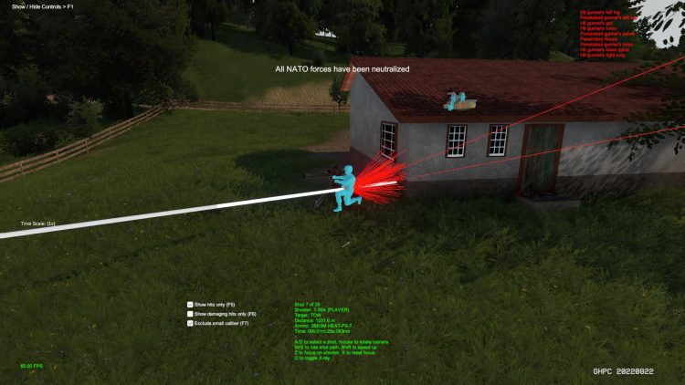 Gunner Heat PC: the battle report system describing the effects of hitting a TOW gunner with a 100mm HEAT round